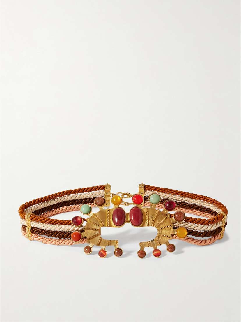 Sonia Petroff Seahorse Embellished Cord Belt