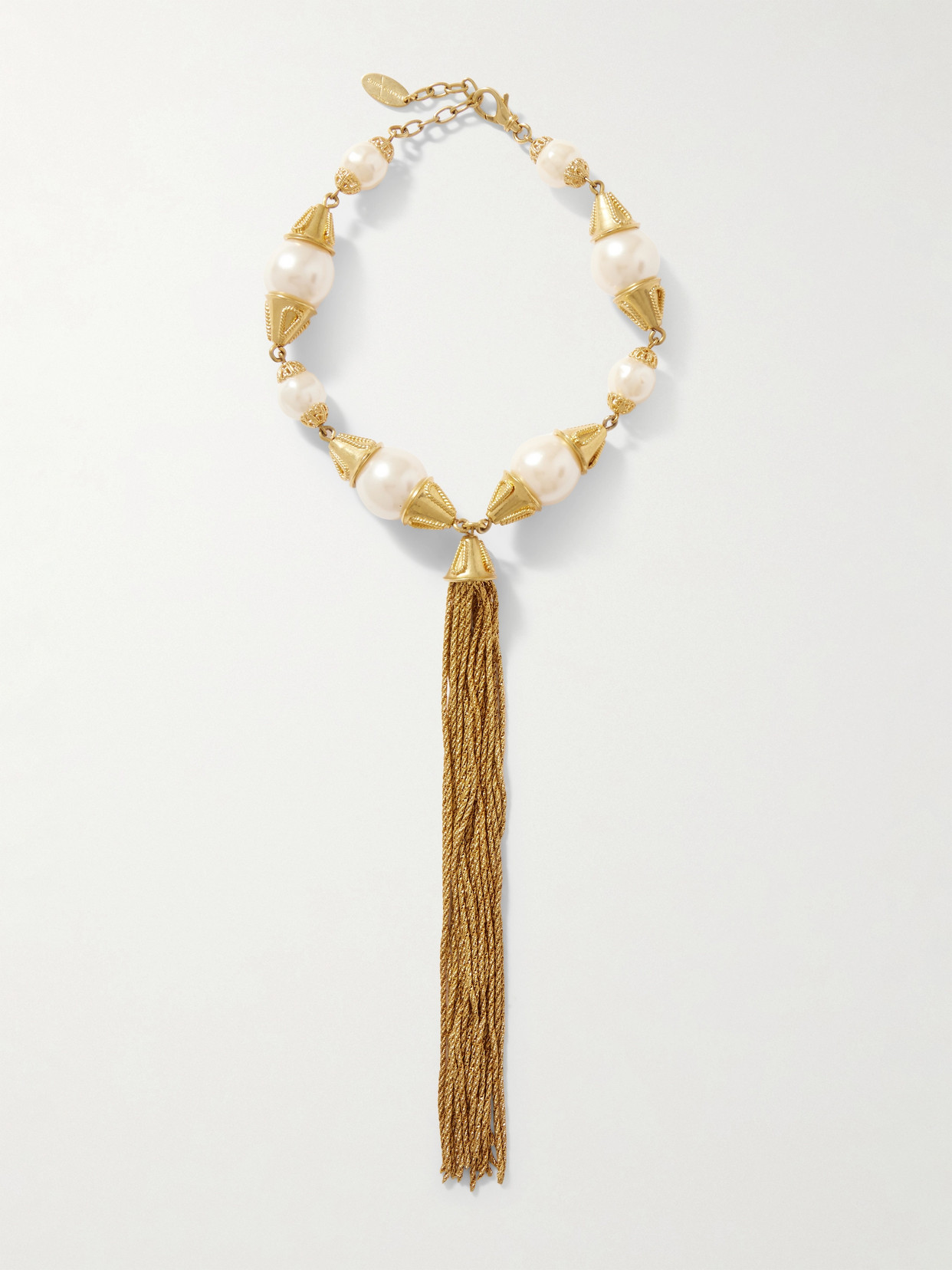 Sonia Petroff Cascata Tasselled Gold-plated Faux Pearl Necklace