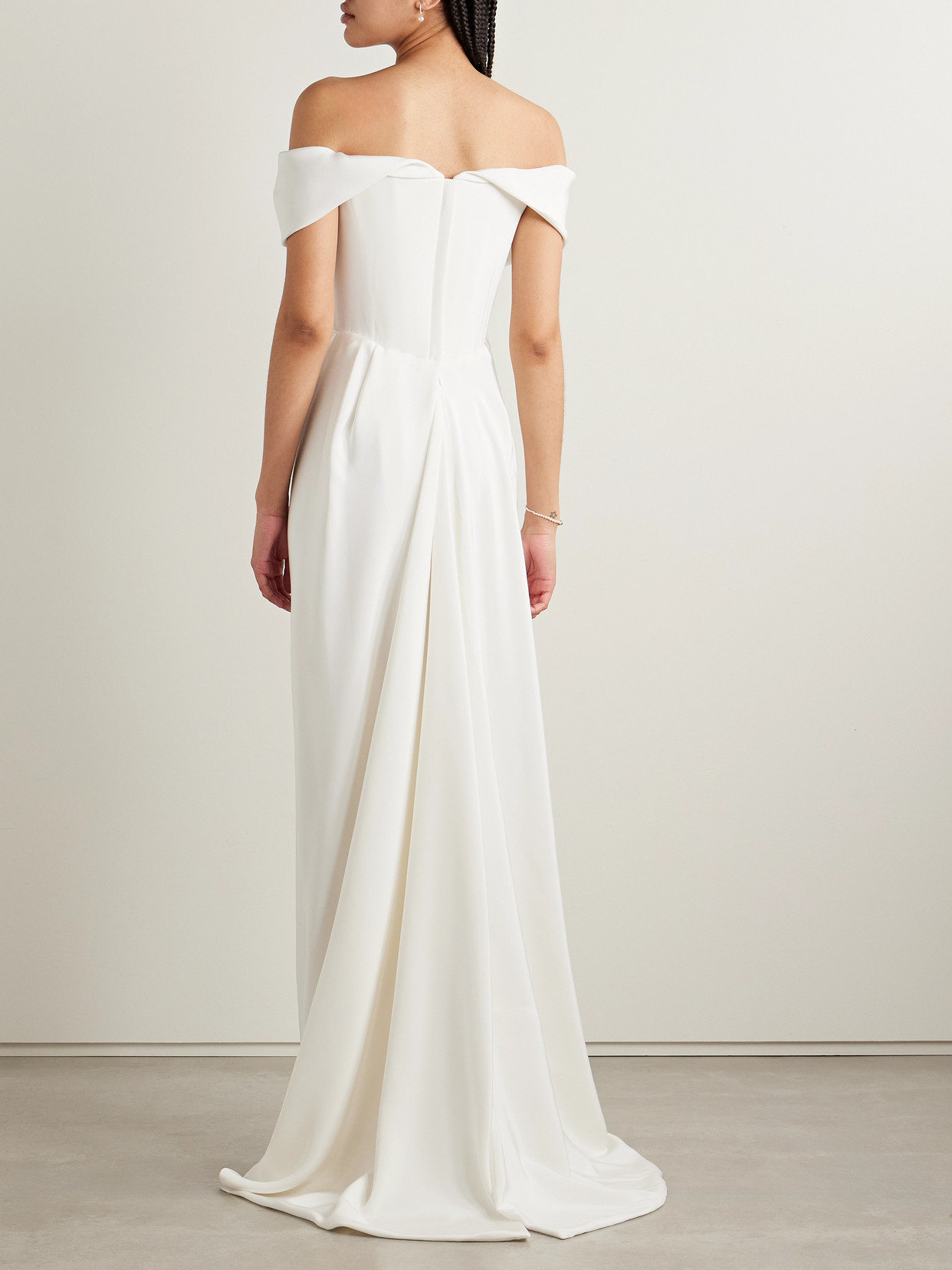 Vivienne Westwood Nova Cocotte Off-the-shoulder Draped Silk-crepe Gown In Off-white