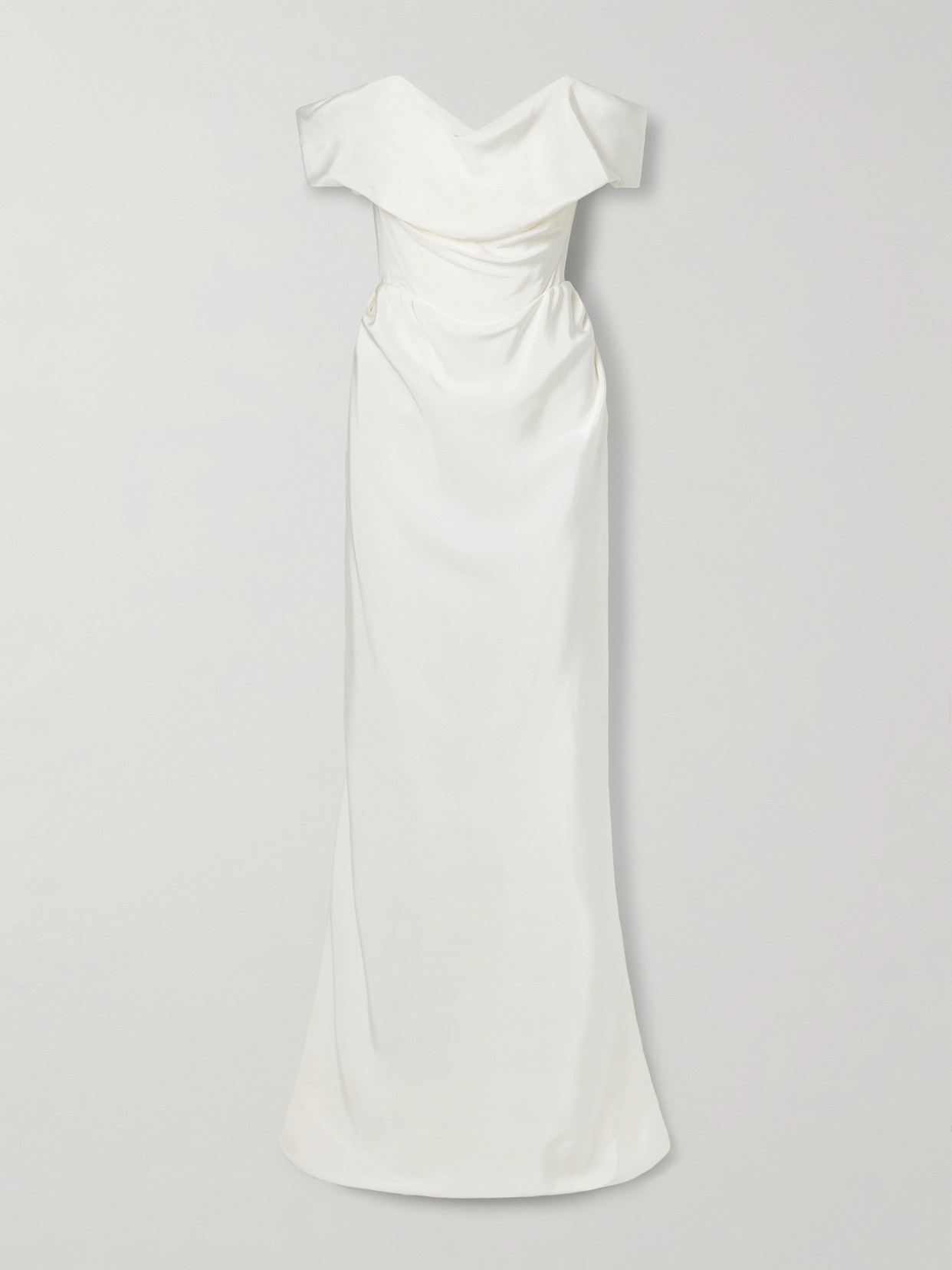 Vivienne Westwood Nova Cocotte Off-the-shoulder Draped Silk-crepe Gown In Off-white