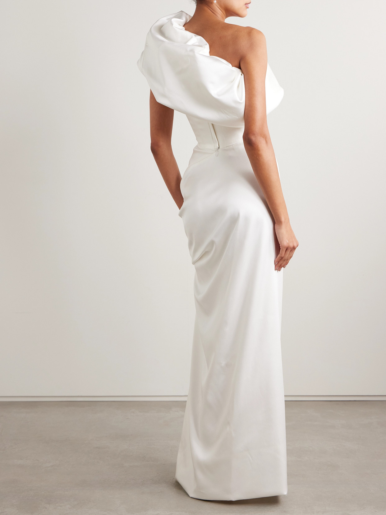 Vivienne Westwood Sybyl Off-the-shoulder Draped Satin Gown In Ivory