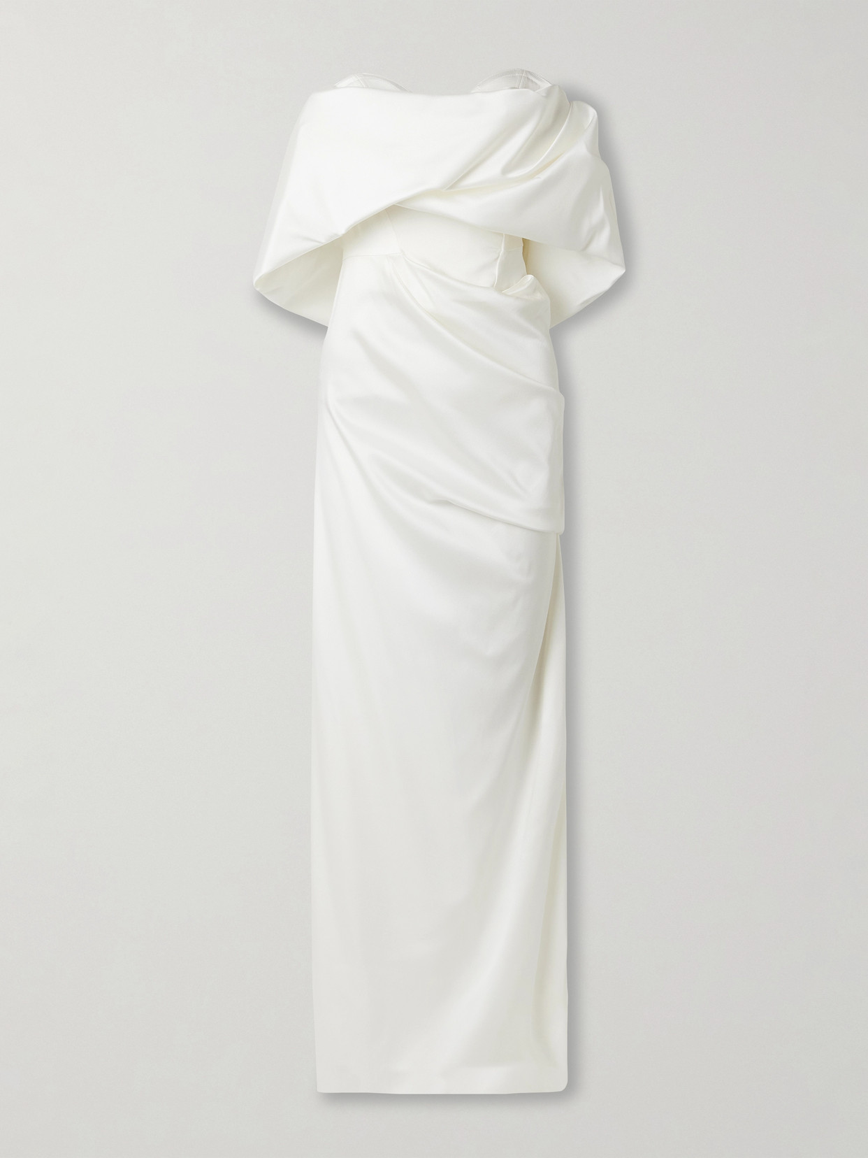 Vivienne Westwood Sybyl Off-the-shoulder Draped Satin Gown In Ivory