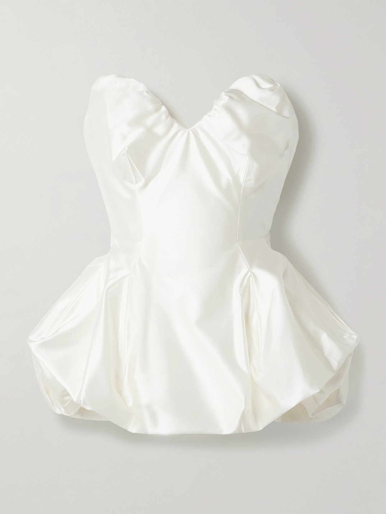 Raven Strapless Gathered Satin Bustier Top