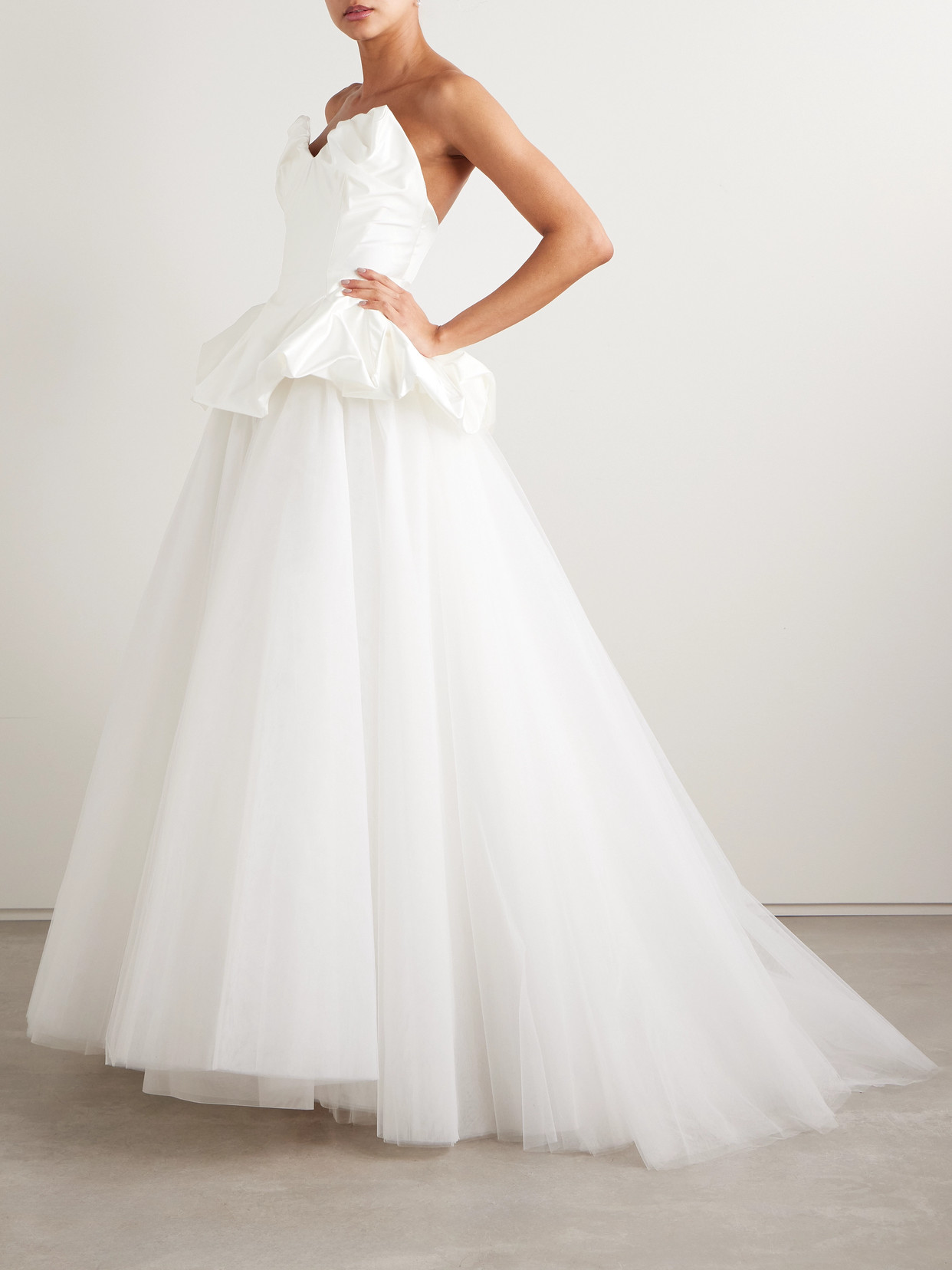 Raven Strapless Gathered Satin Bustier Top