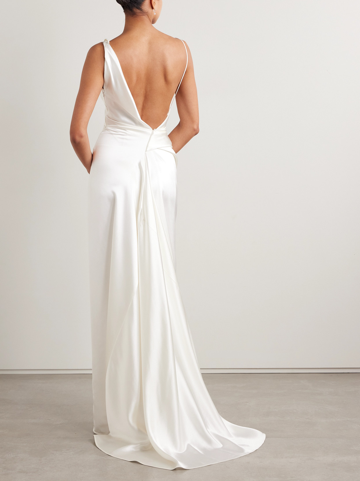 Vivienne Westwood Minerva Draped Silk-satin Gown In Off-white