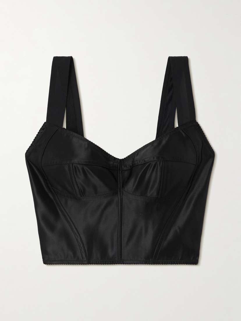 Dolce & Gabbana Crepe-trimmed Satin Bustier Top