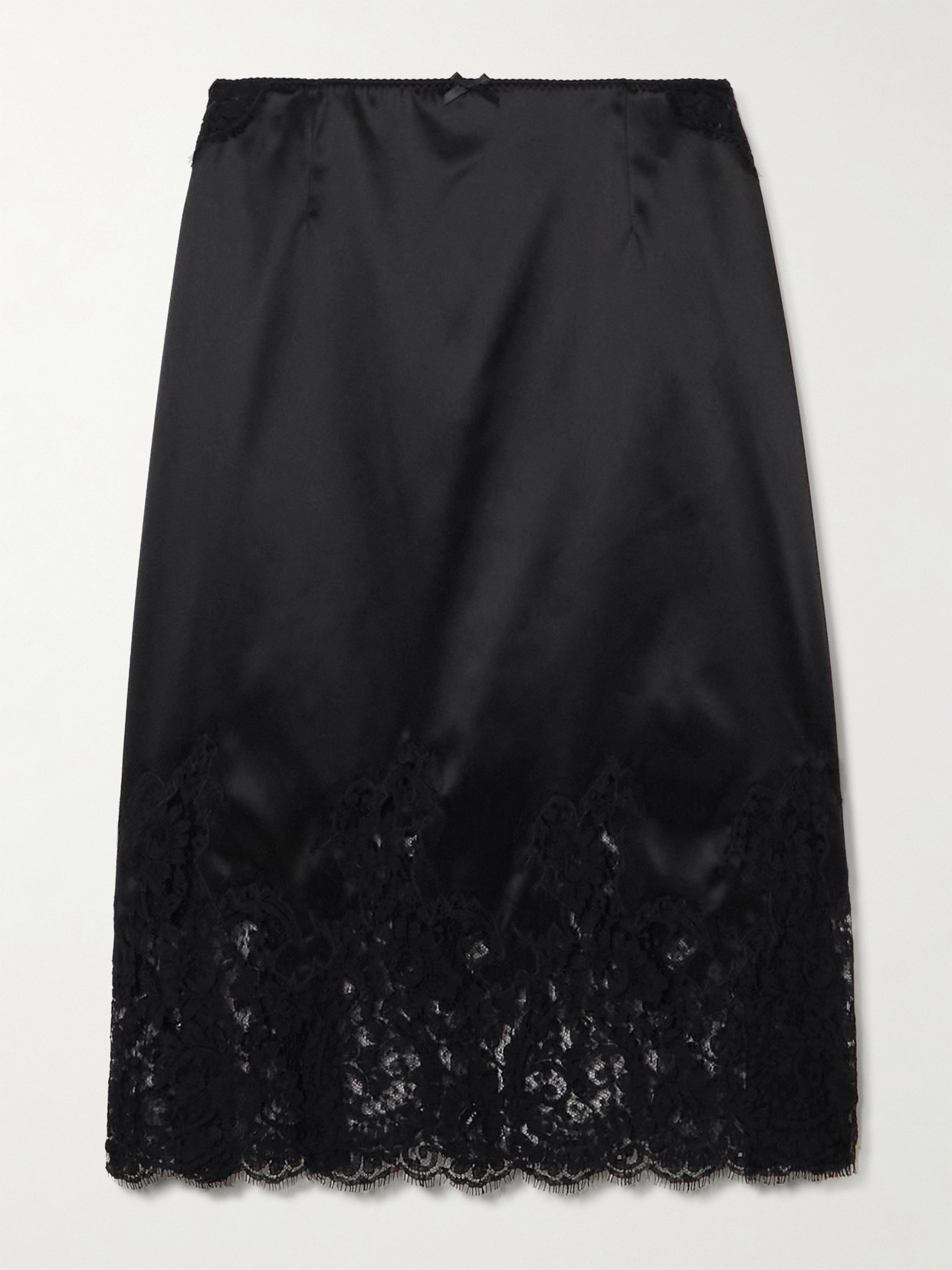 Dolce & Gabbana Lace-trimmed Satin Skirt In Black