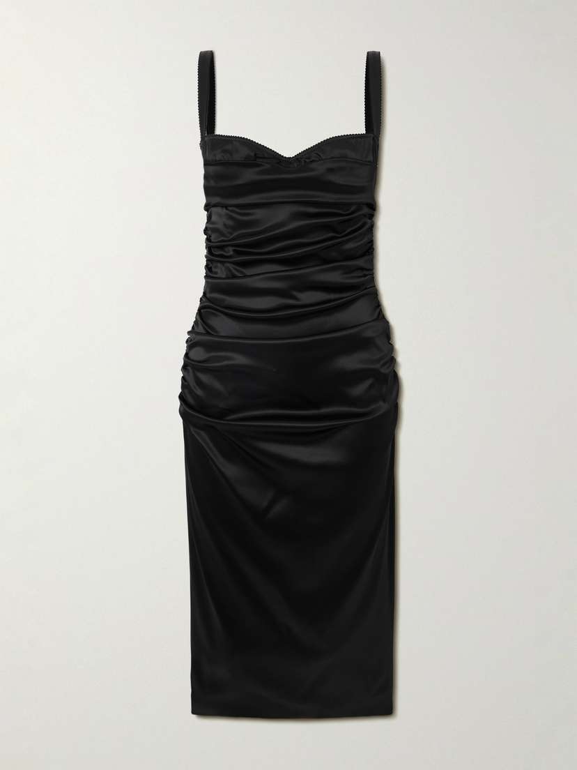 Dolce & Gabbana Gathered Satin Bustier Midi Dress