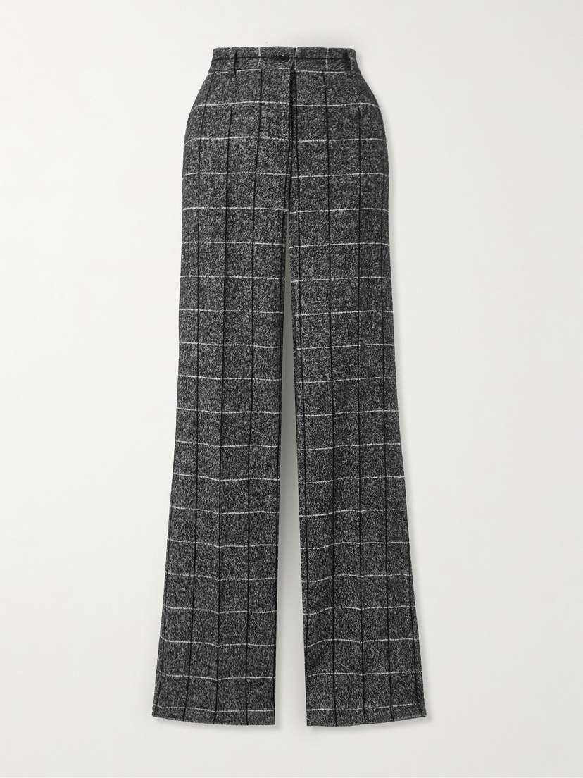 Dolce & Gabbana Checked Wool-blend Wide-leg Pants