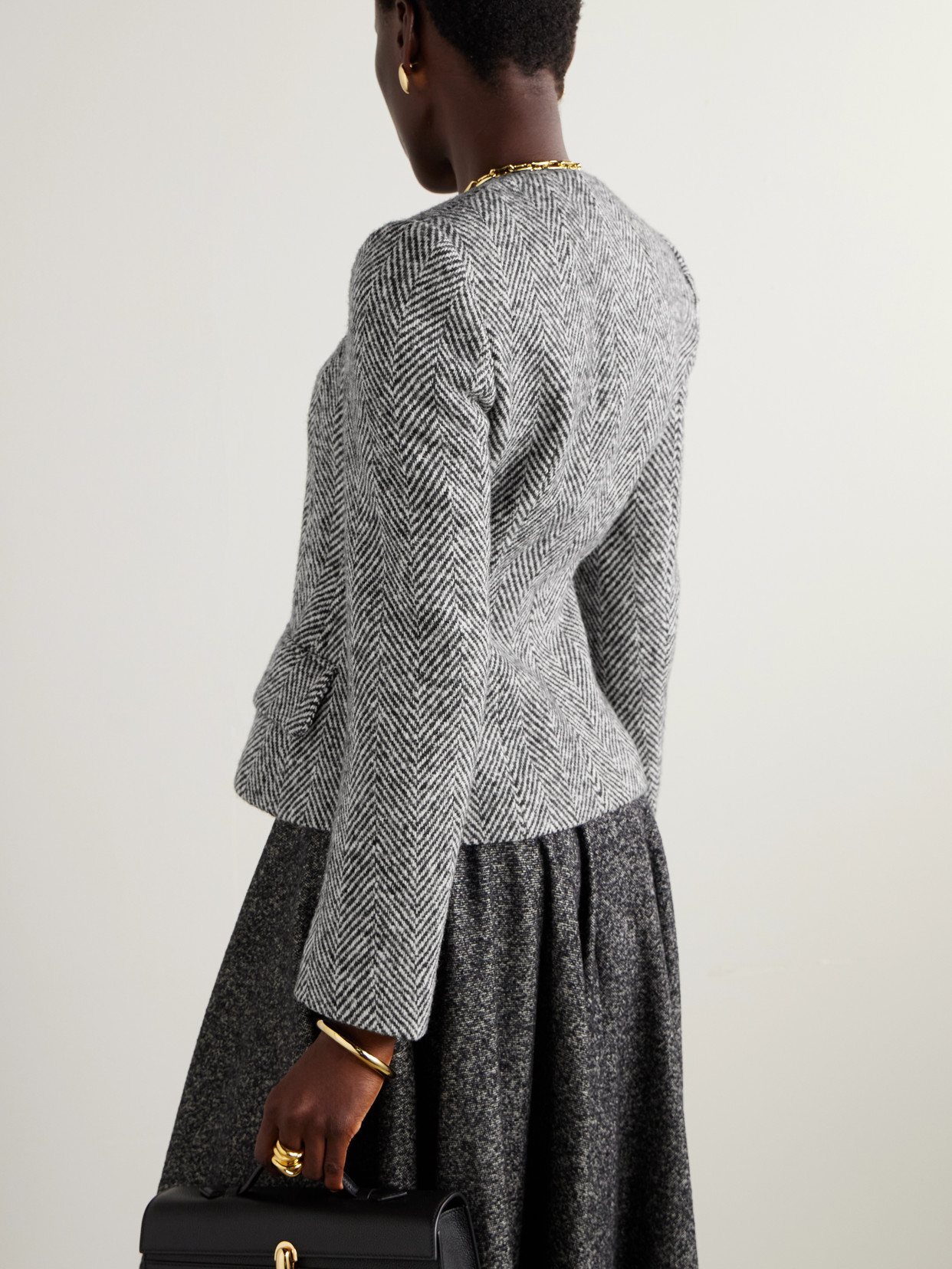 Dolce & Gabbana Herringbone Wool Jacket In Gray