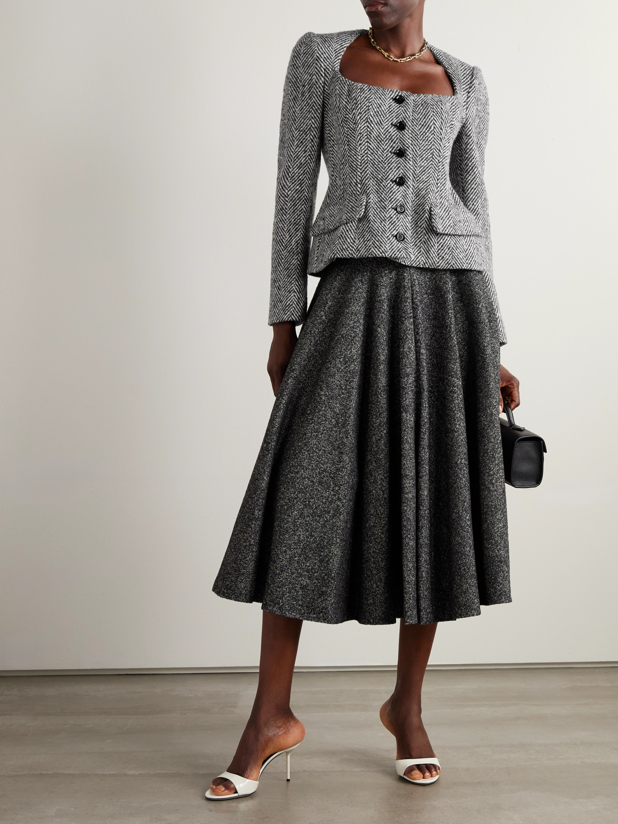 Dolce & Gabbana Herringbone Wool Jacket In Gray