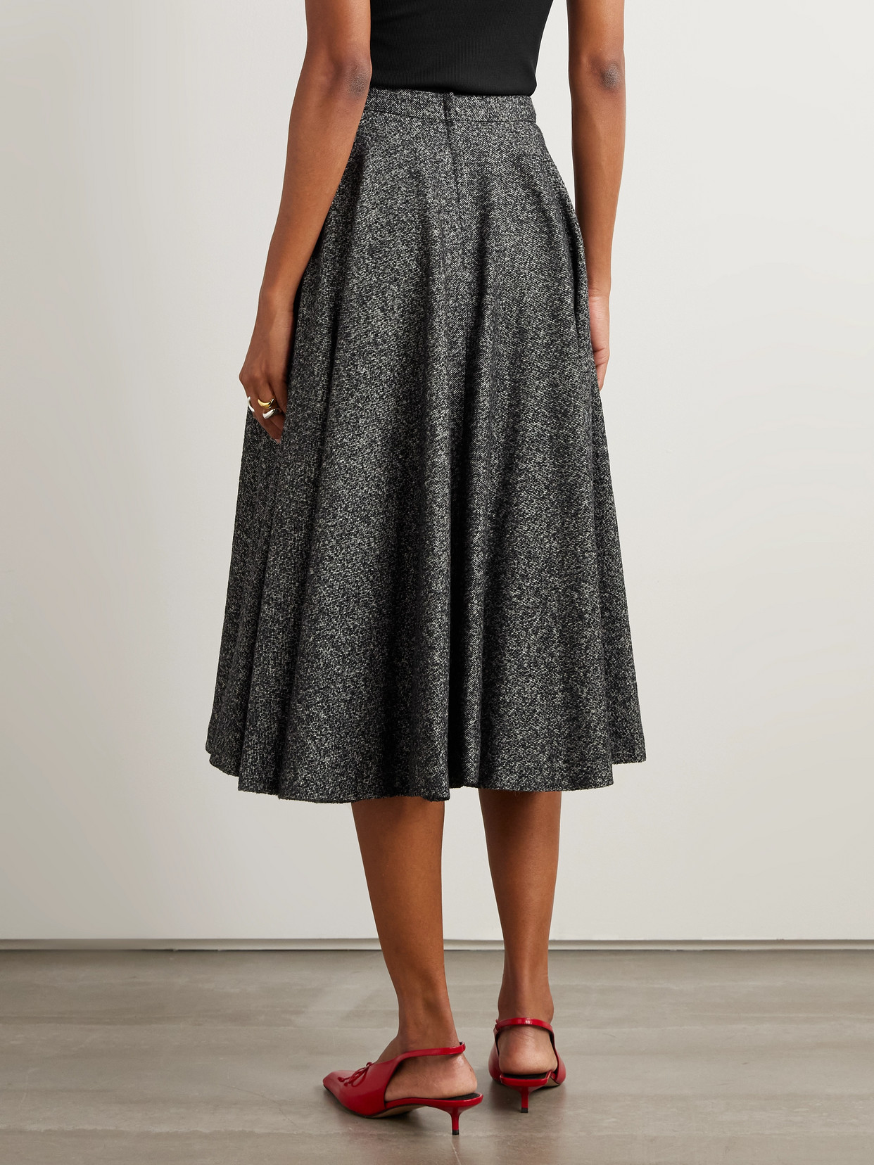 Dolce & Gabbana Wool-blend Midi Skirt In Gray