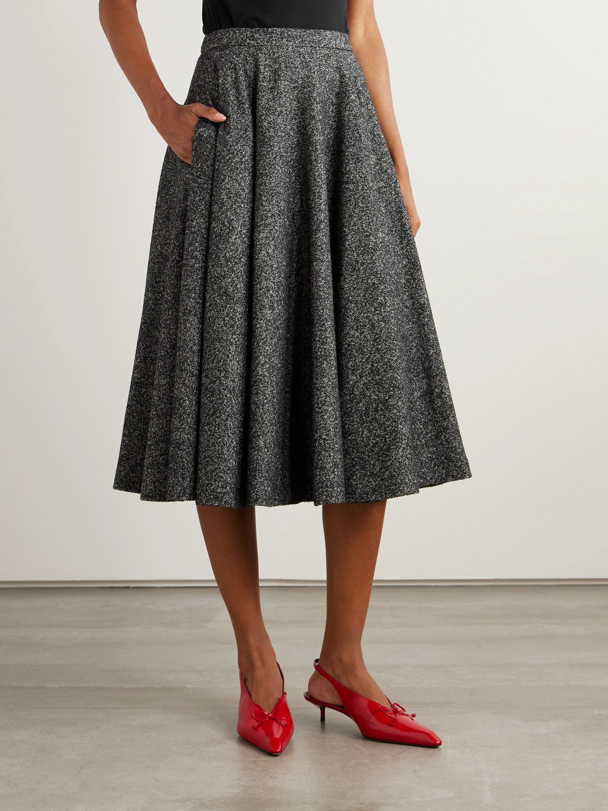 Dolce & Gabbana Wool-blend Midi Skirt In Gray