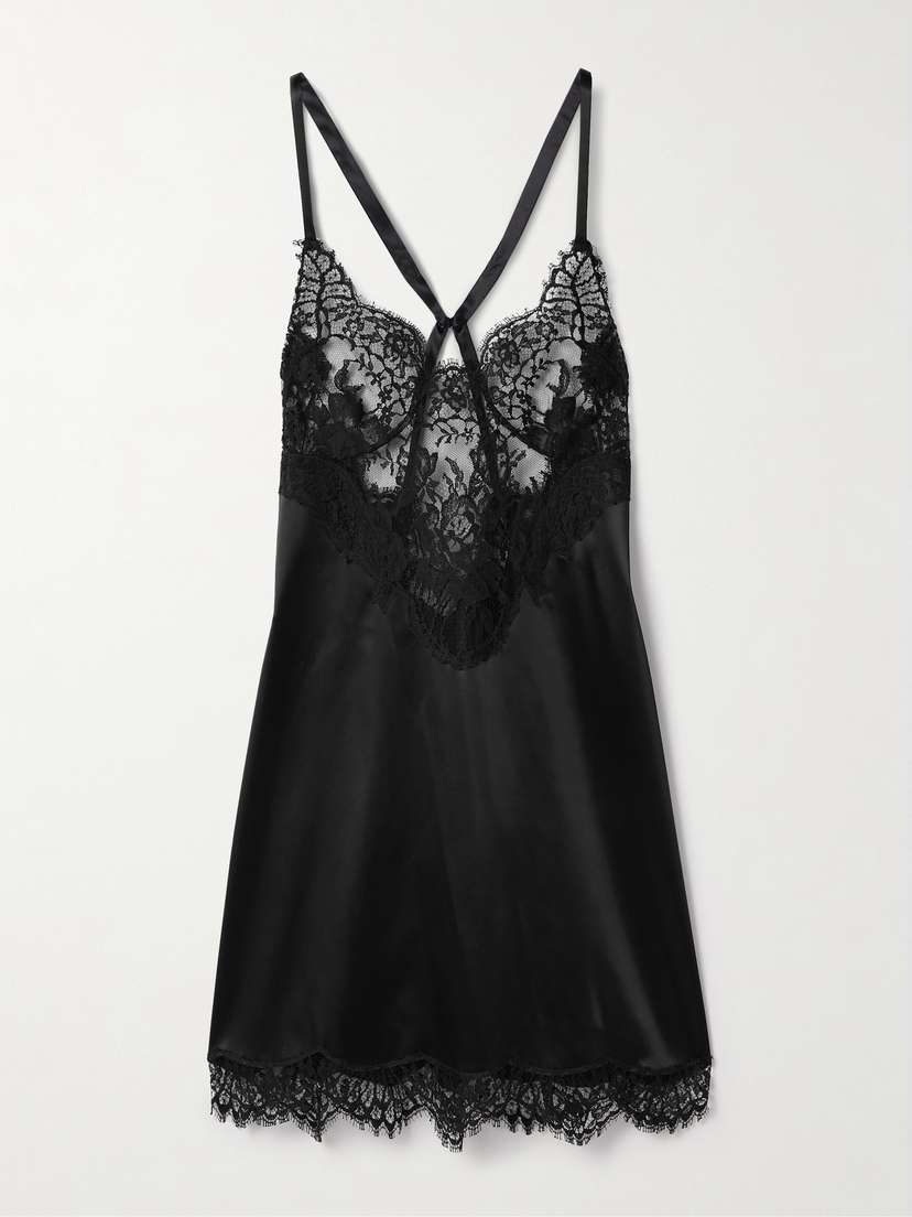 Dolce & Gabbana Lace-trimmed Satin Mini Dress