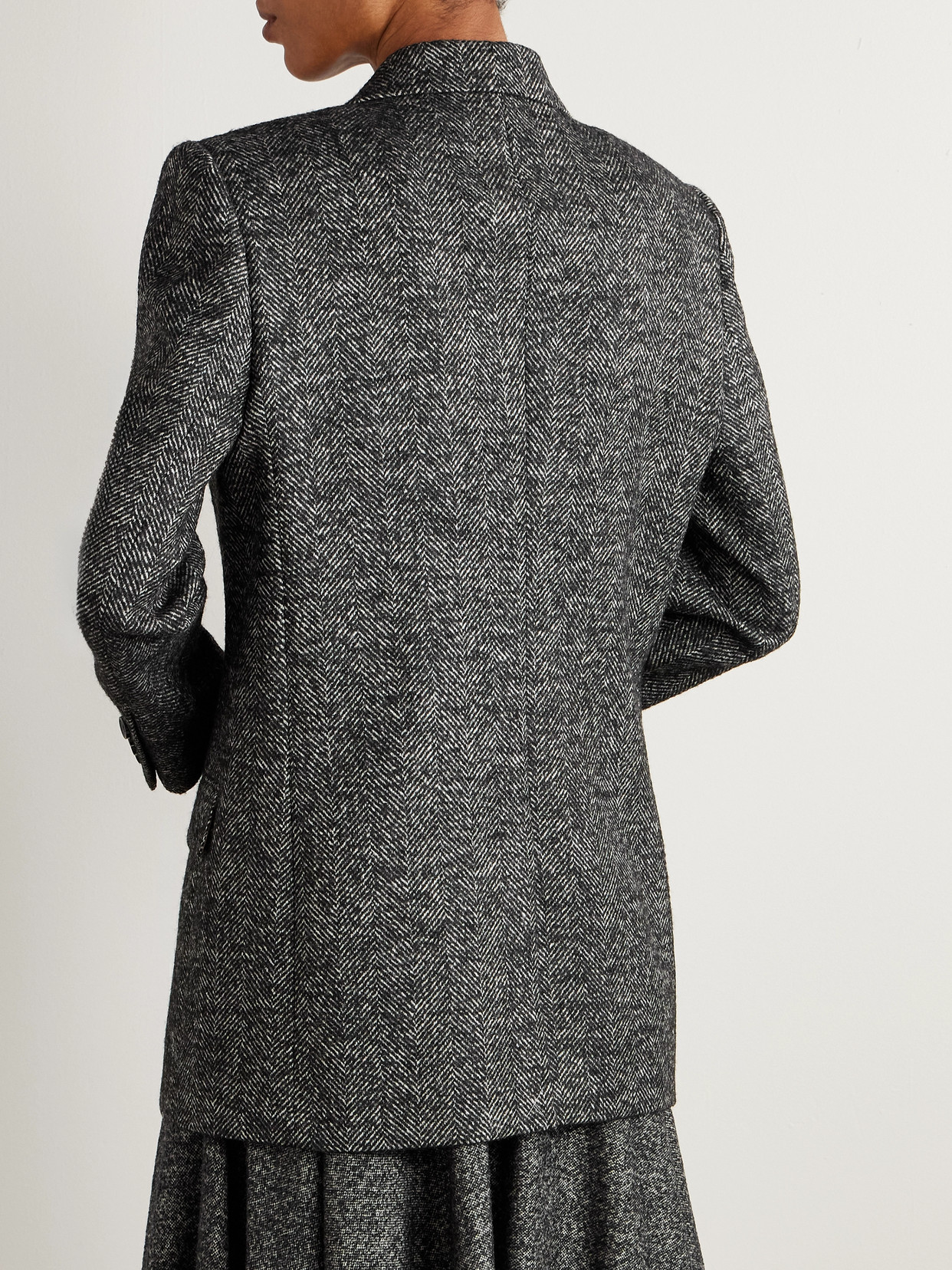 Dolce & Gabbana Double-breasted Herringbone Wool-blend Blazer In Gray