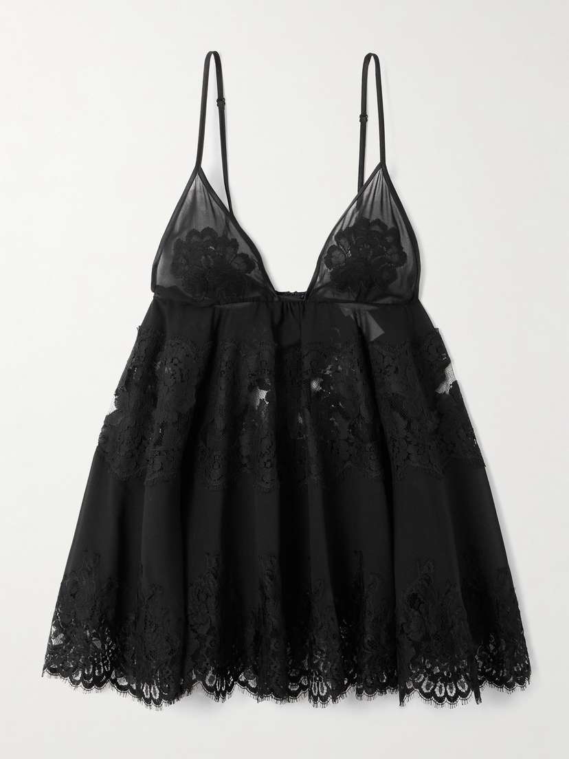 Dolce & Gabbana Scalloped Lace-trimmed Chiffon Camisole
