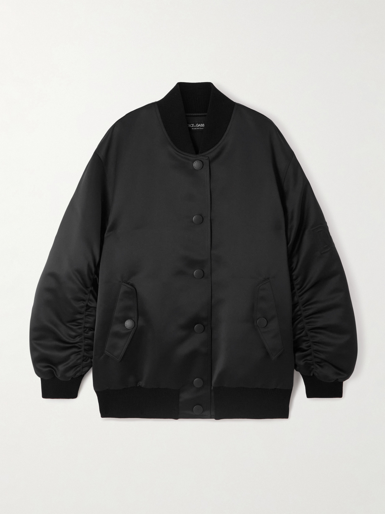 Dolce & Gabbana Debossed Shell Bomber Jacket In Black