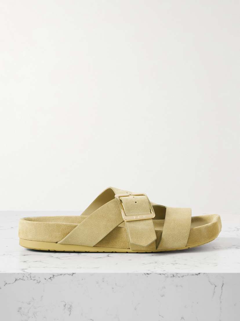 Loewe Ease Buckled Suede Slides