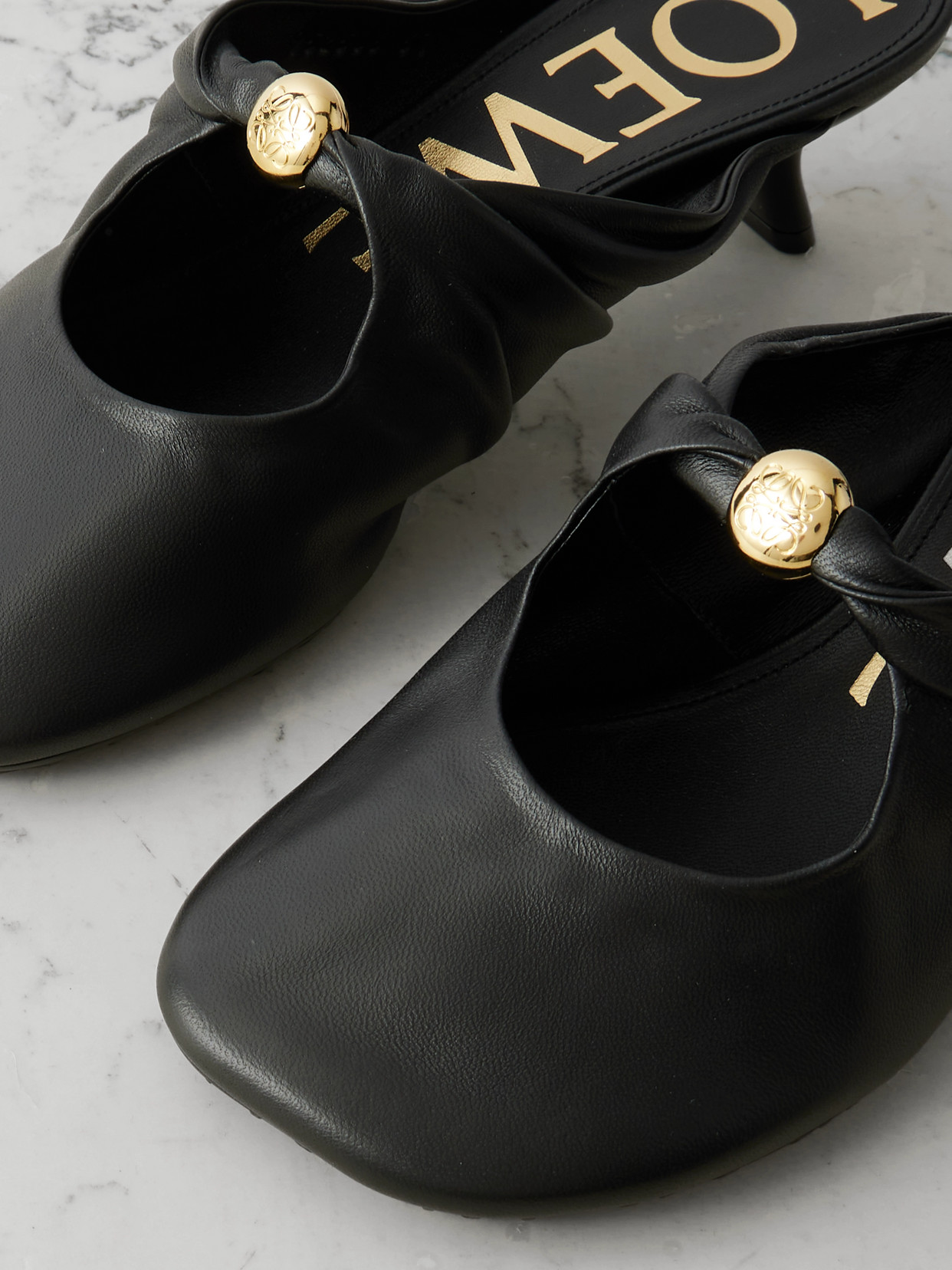 Loewe Nappa Leather Pebble Mules In Black