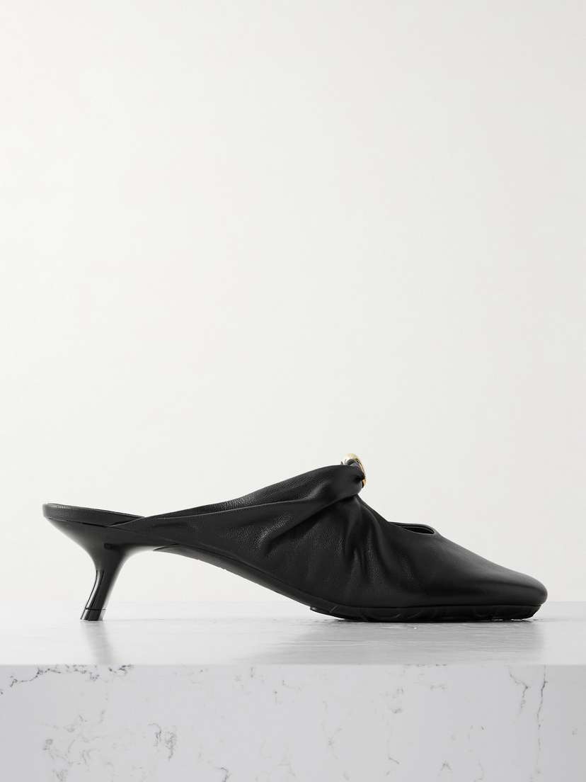 Loewe Pebble Embellished Cutout Leather Mules