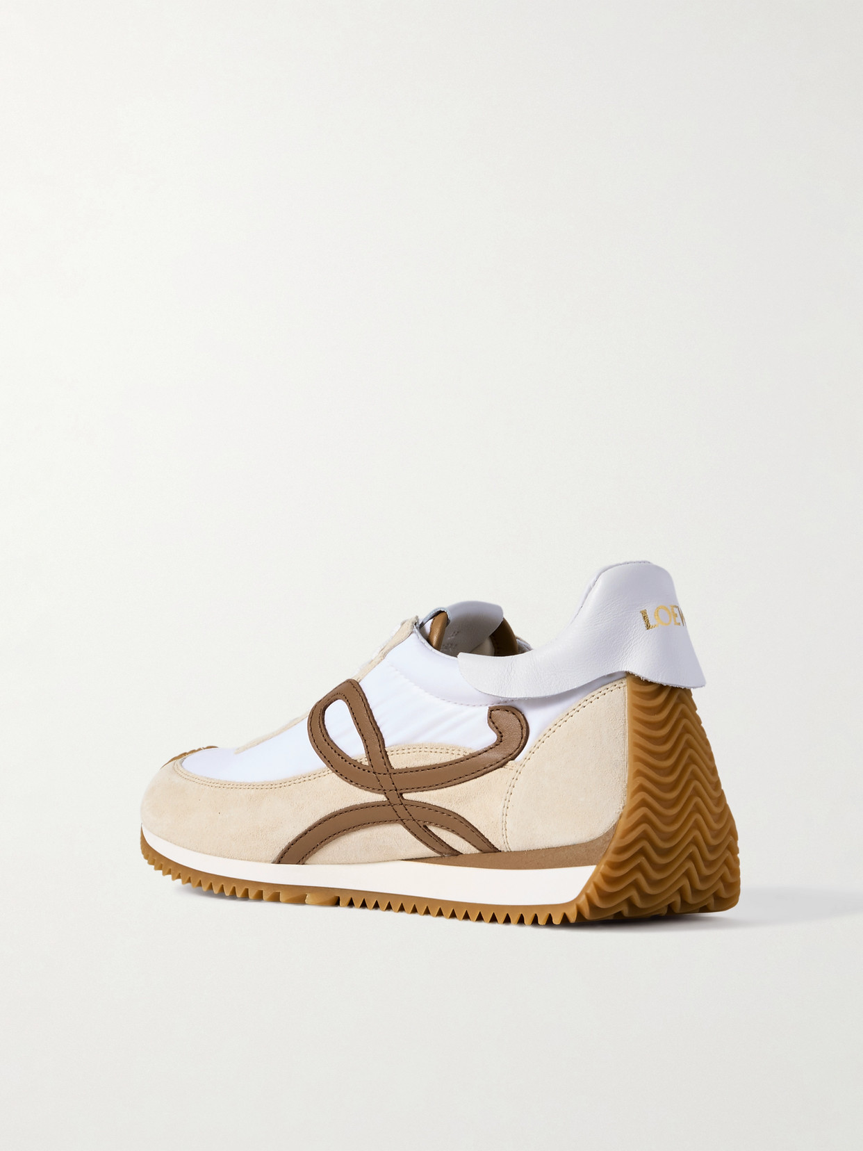 Loewe Flow Runner 2.0 Sneakers In White/brown Nylon And Suede Women In Animal Print