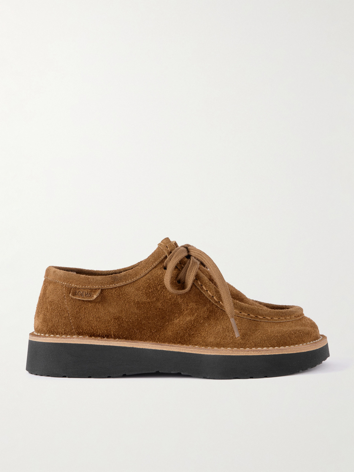 LOEWE - Faro Brushed-suede Loafers - Brown