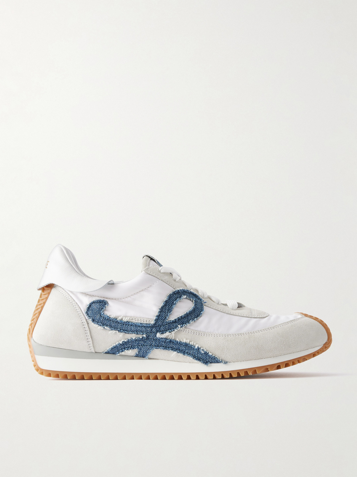 Loewe Flow Runner Denim-trimmed Shell And Suede Sneakers