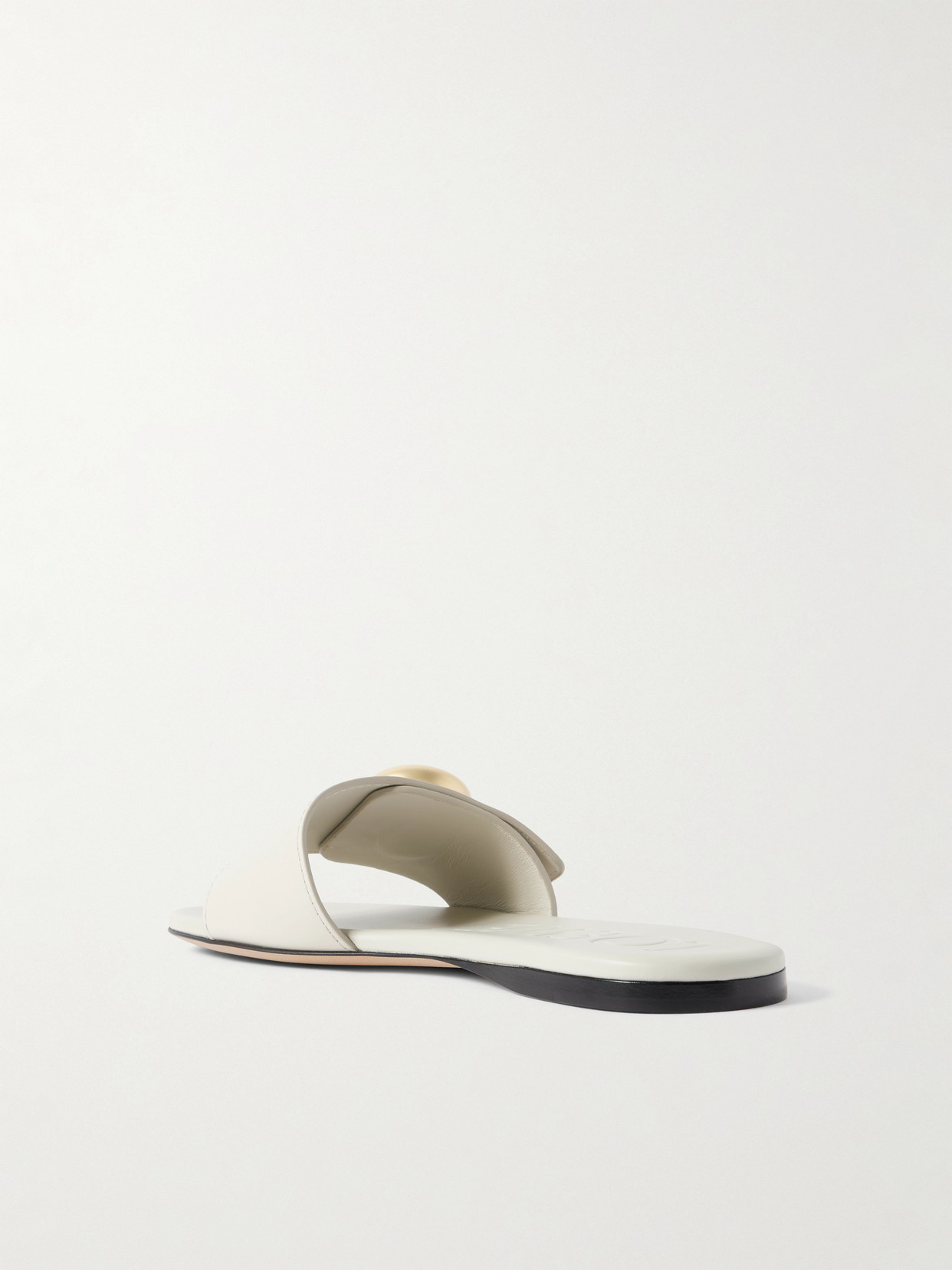 Loewe Pebble Leather Slides Gold-tone Embellishment In White