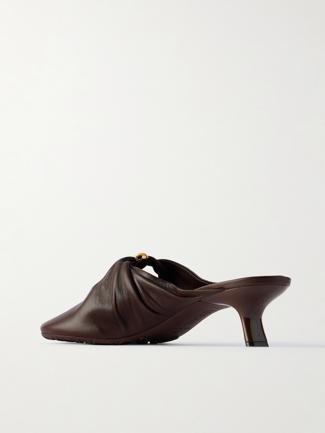 Loewe Pebble Embellished Cutout Leather Mules In Brown
