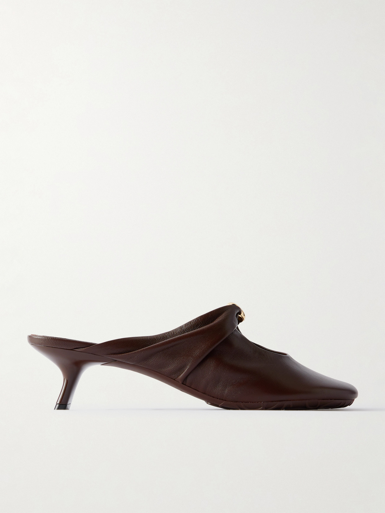 Loewe Pebble Embellished Cutout Leather Mules In Brown