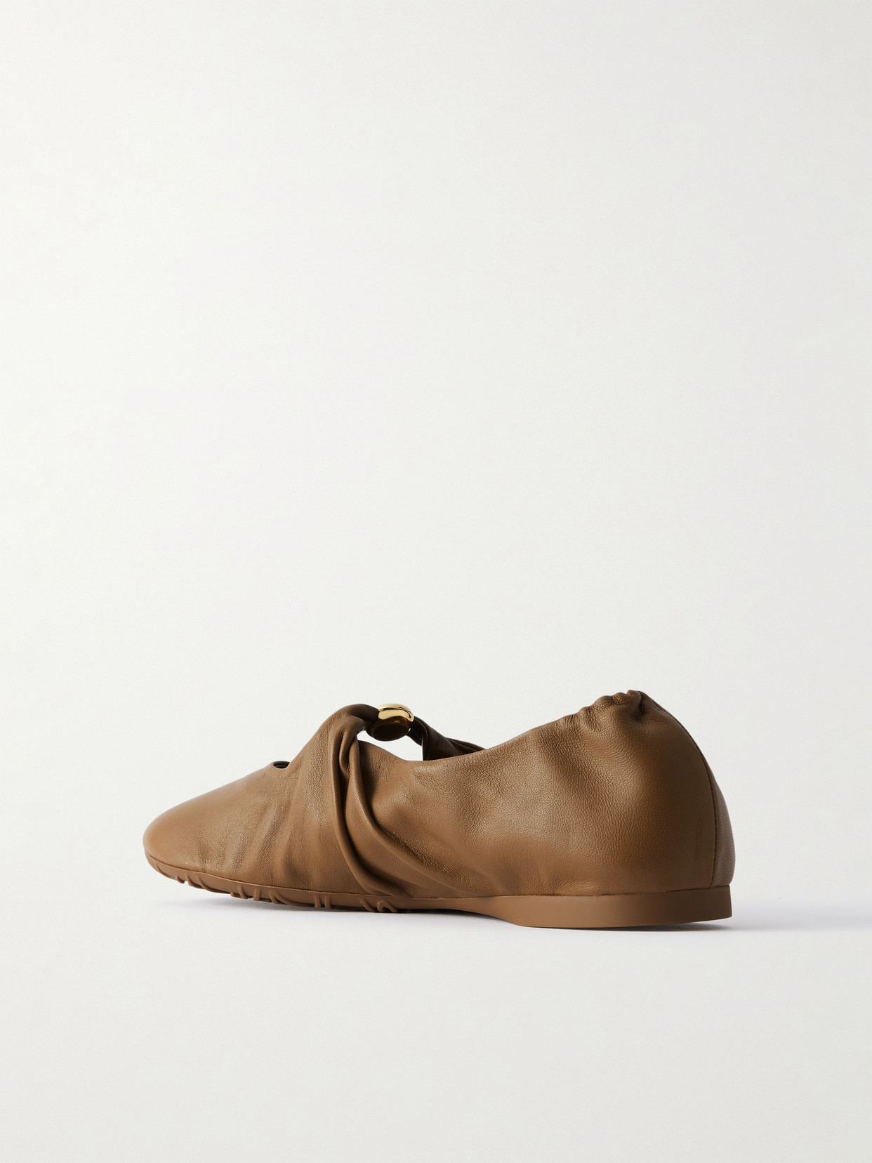 Loewe Embellished Leather Ballet Flats In Brown