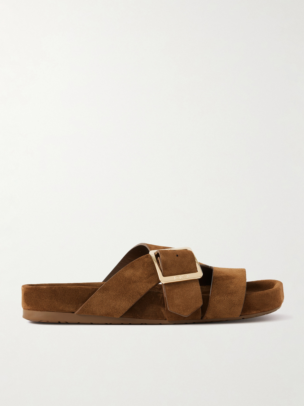 Loewe Slide Sandals With Asymmetric Round Toe In Brown