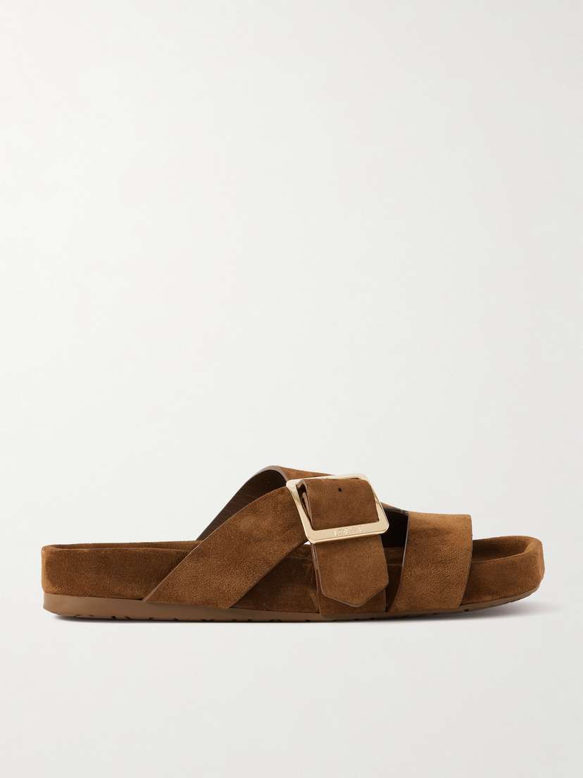 Loewe Ease Buckled Suede Slides