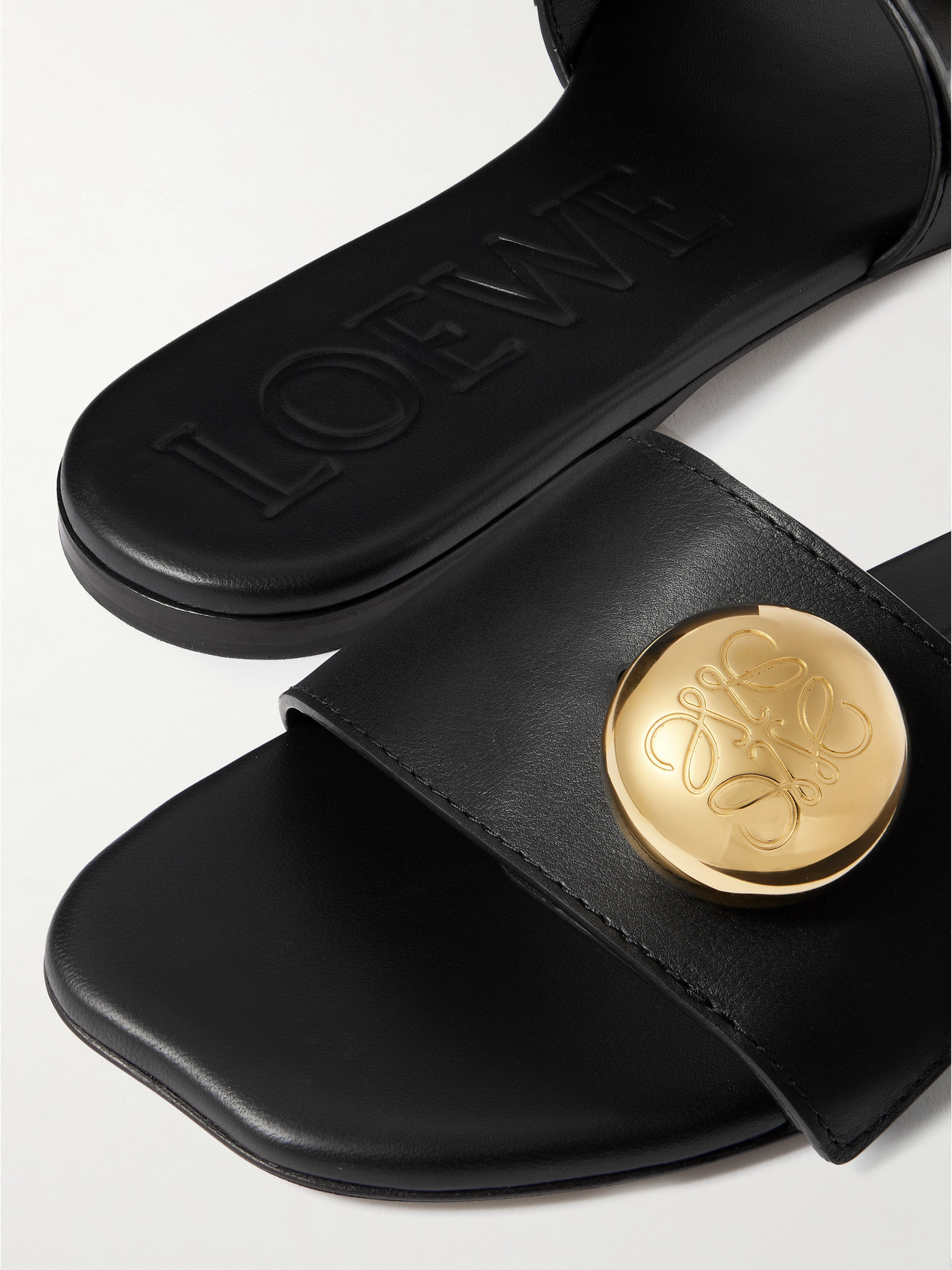 Loewe Pebble Embellished Leather Slides