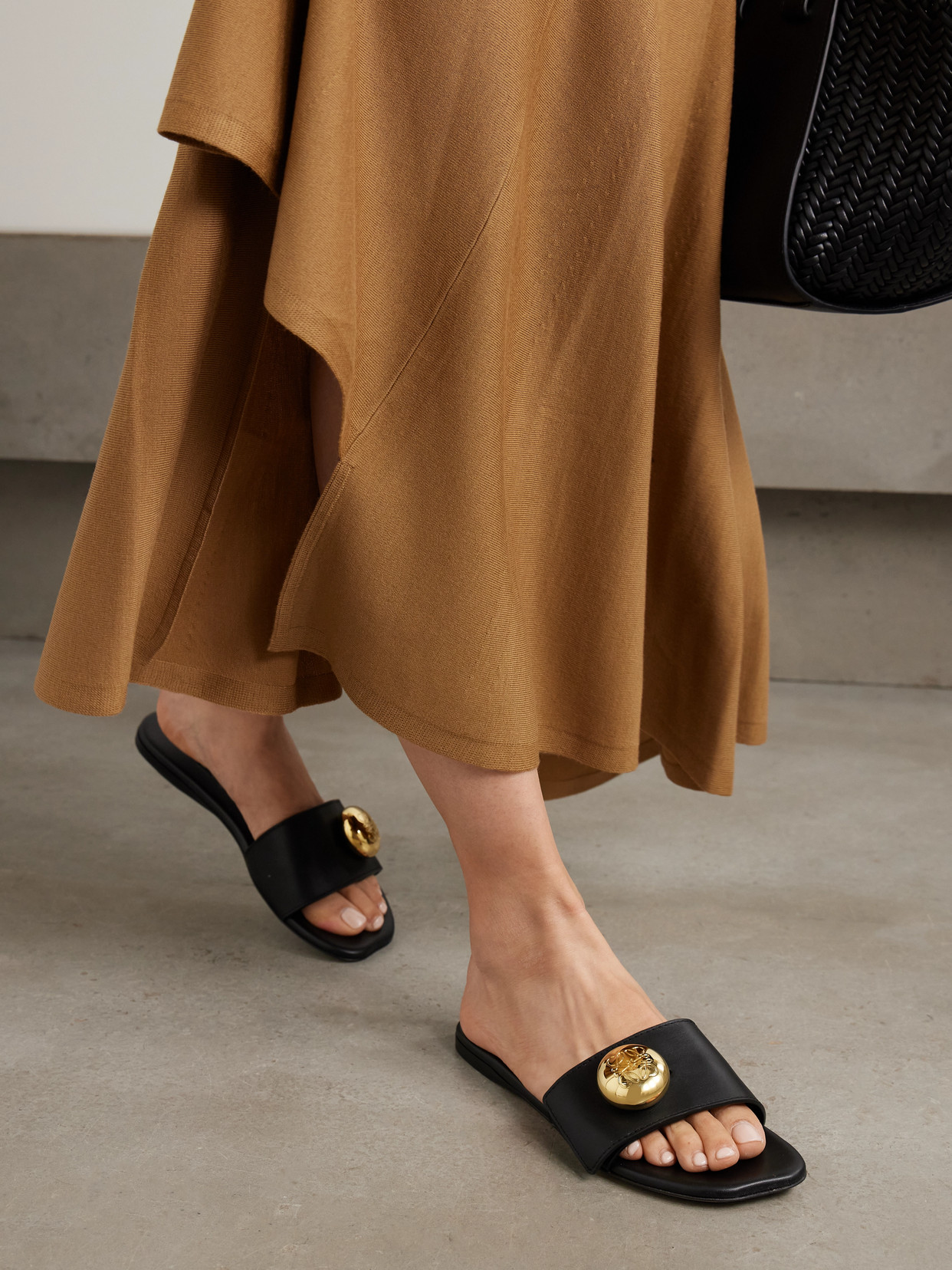 Loewe Pebble Embellished Leather Slides