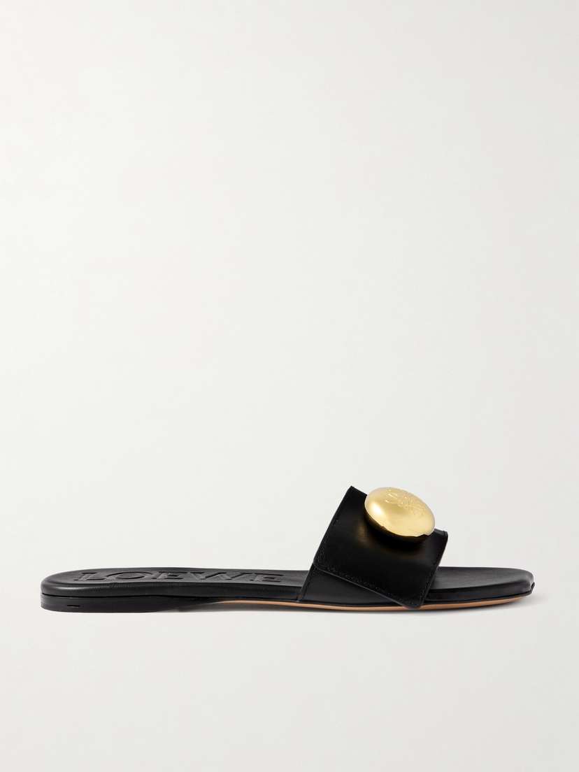 Loewe Pebble Embellished Leather Slides