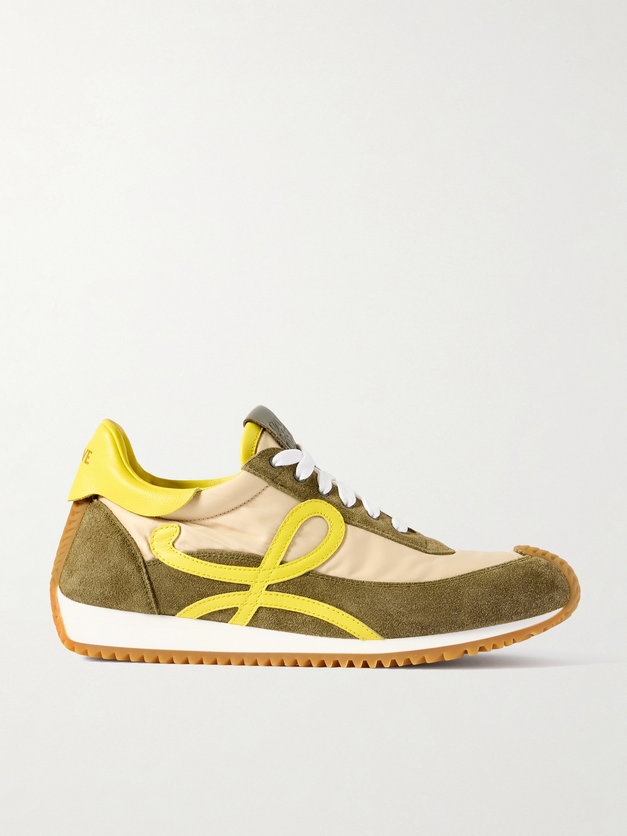 Loewe Flow Runner 2.0 Leather-trimmed Shell And Suede Sneakers In Green