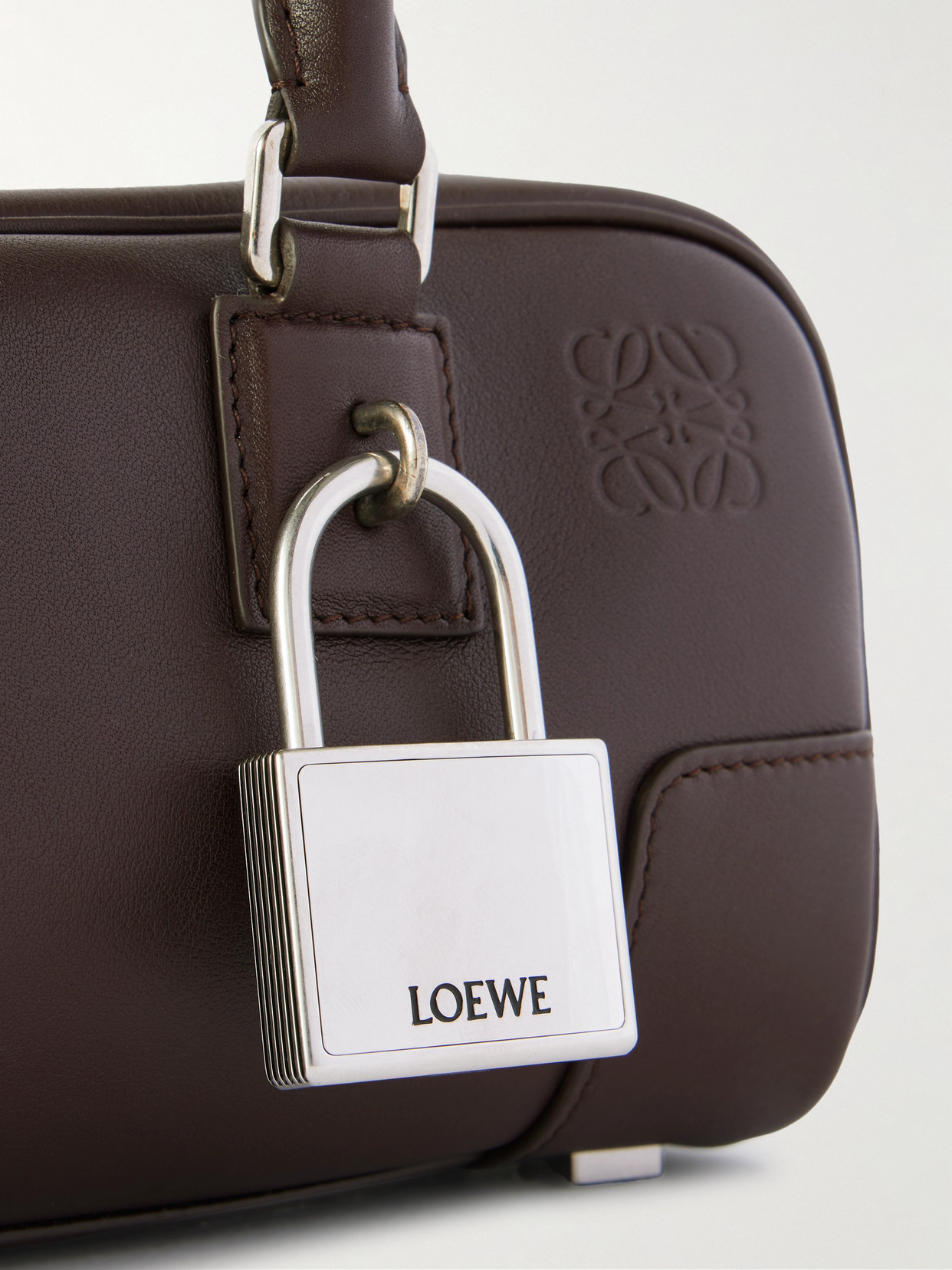 Loewe Structured Rectangular Handbag In Premium Calfskin Leather In Brown