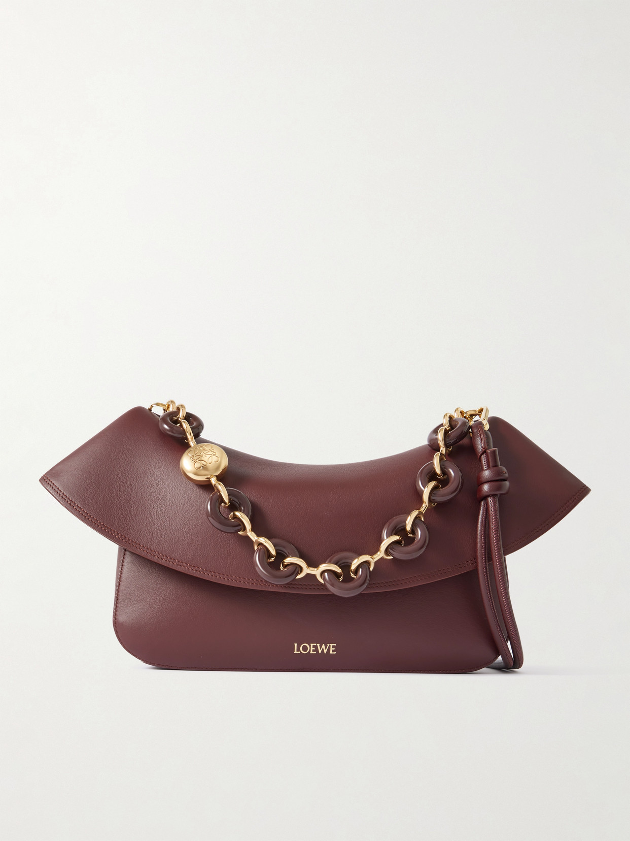 Loewe Ola Medium Embellished Leather Shoulder Bag In Burgundy