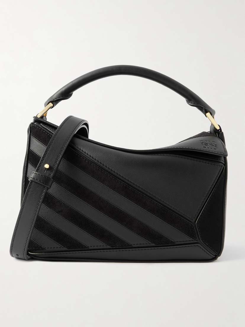 Loewe Puzzle Small Suede-trimmed Leather Shoulder Bag