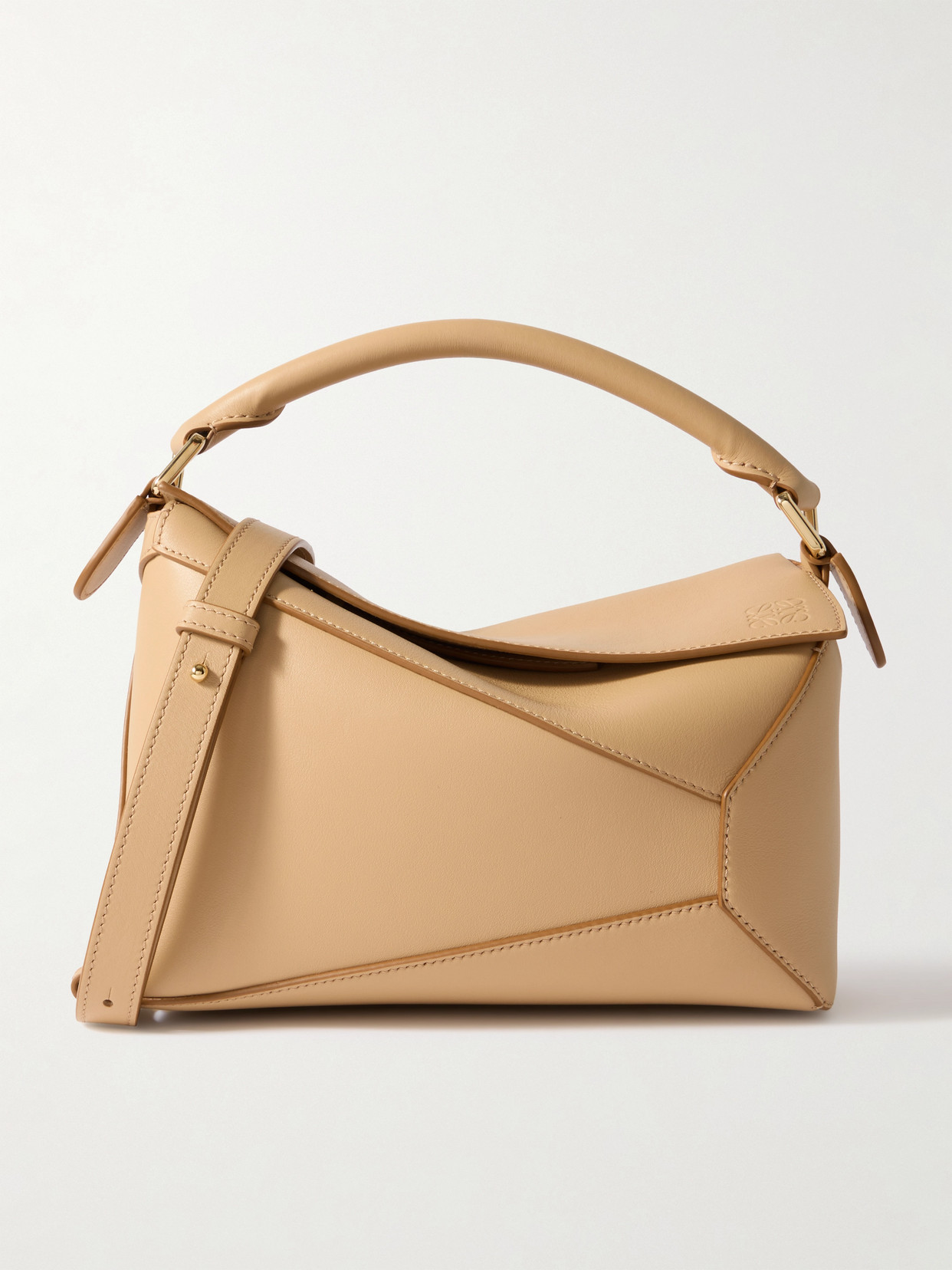 Loewe Puzzle Edge Small Leather Shoulder Bag In Neutral
