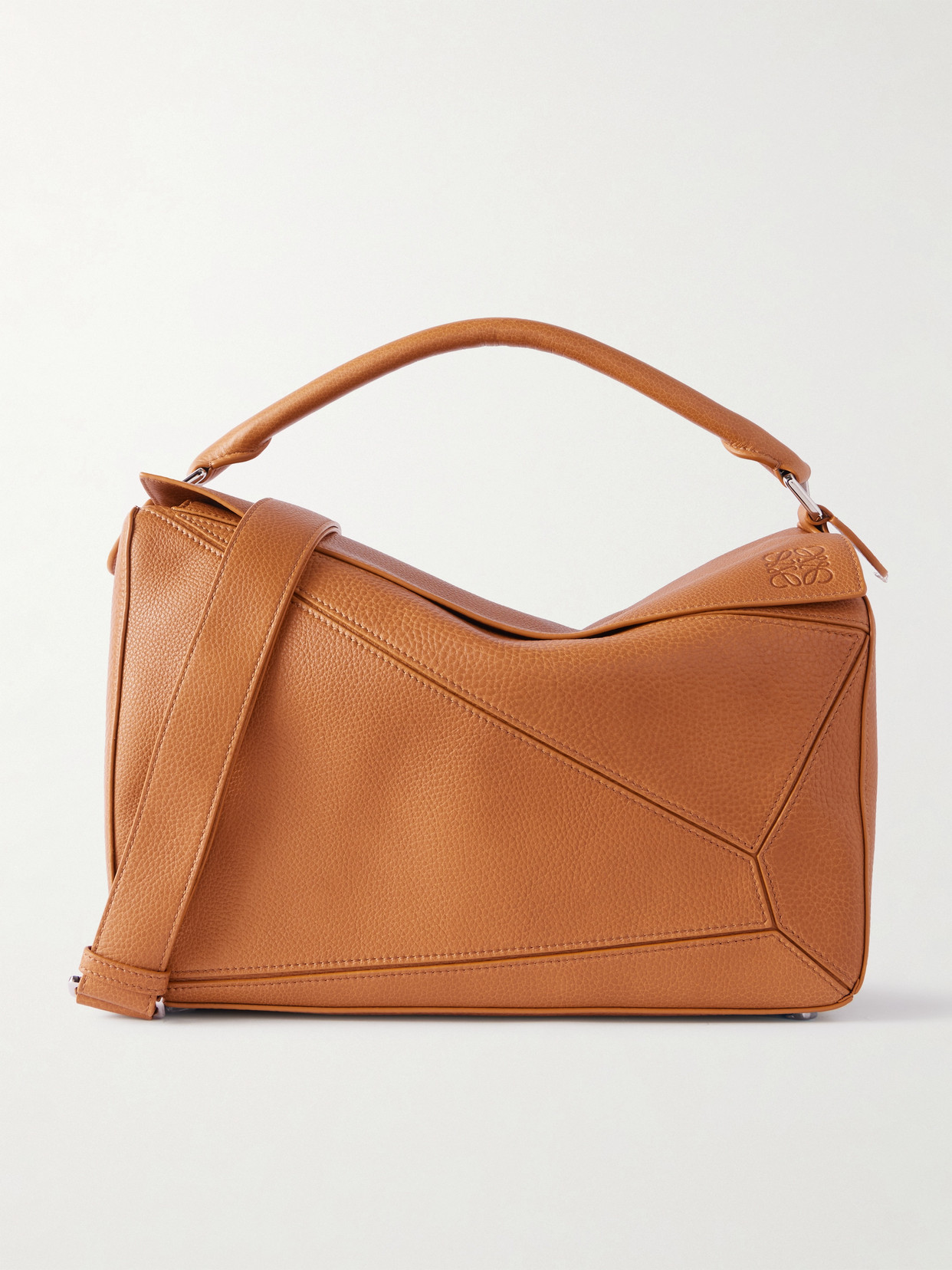 Loewe Puzzle Large Textured-leather Shoulder Bag In Brown