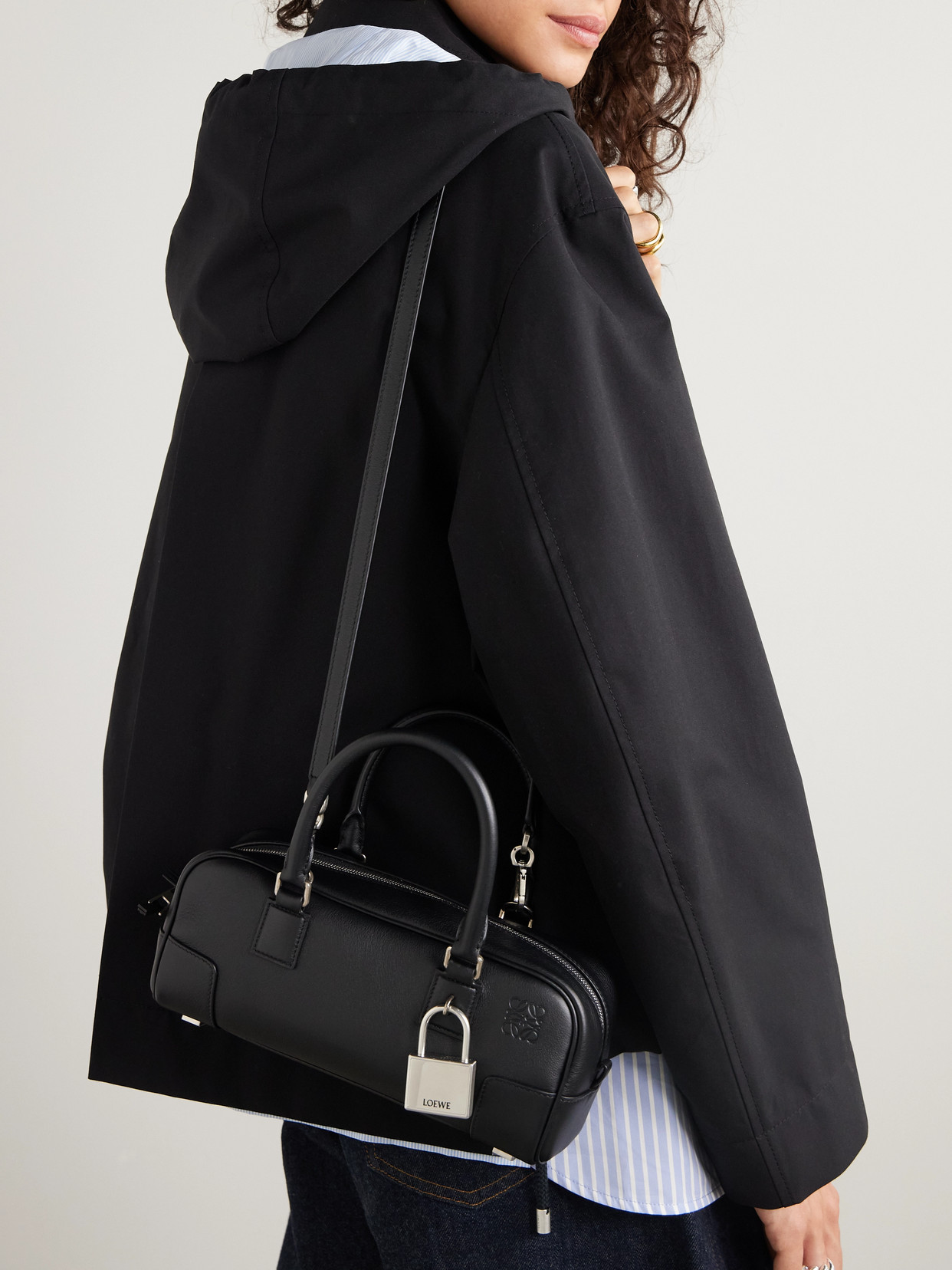 Loewe Amazona 23 Embellished Leather Shoulder Bag In Black
