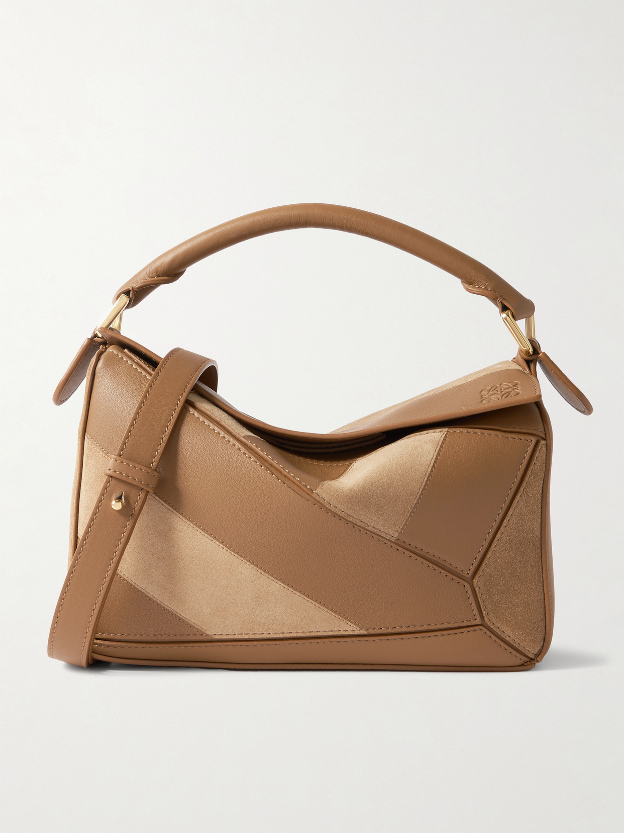 Loewe Puzzle Small Leather And Suede Shoulder Bag In Brown