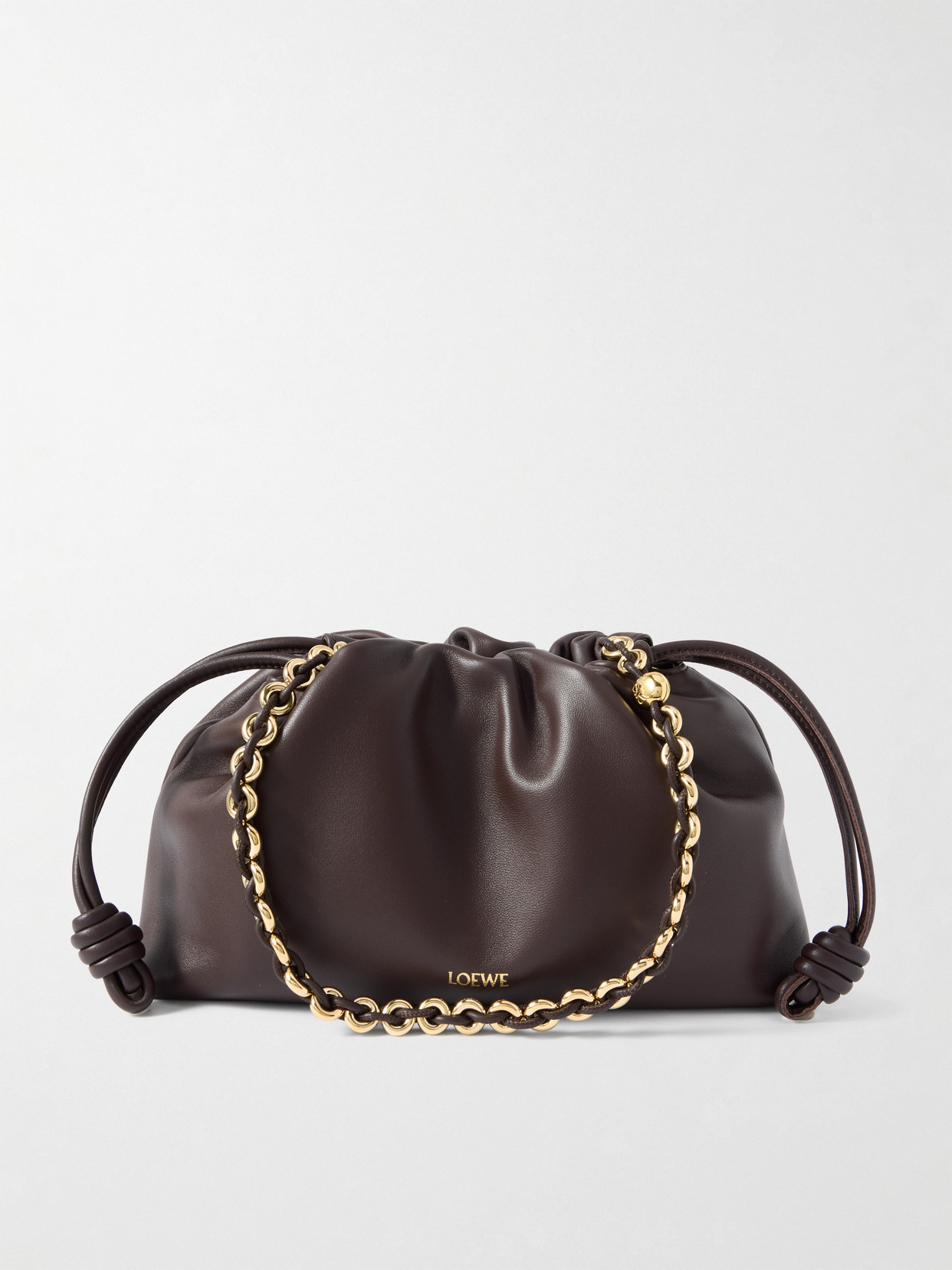 Loewe Flamenco Leather Clutch In Burgundy