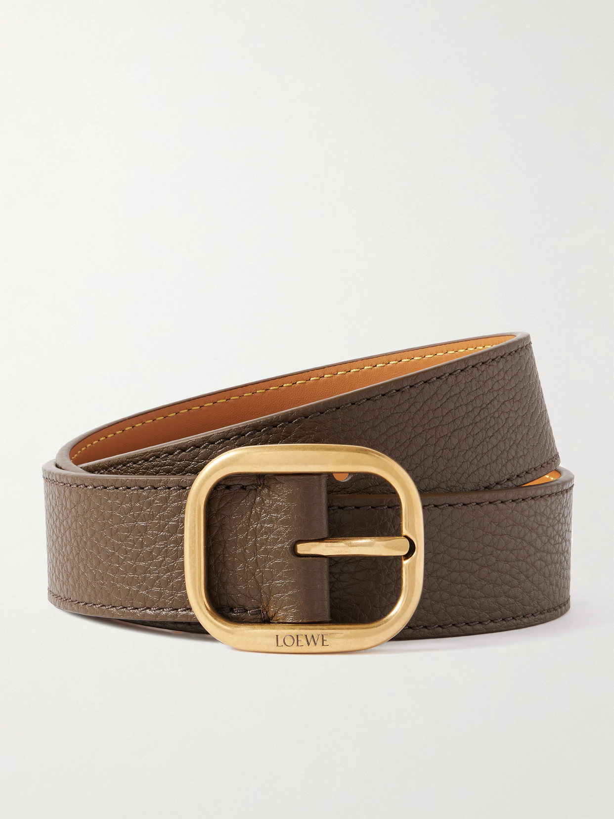 Loewe Textured-leather Belt In Brown