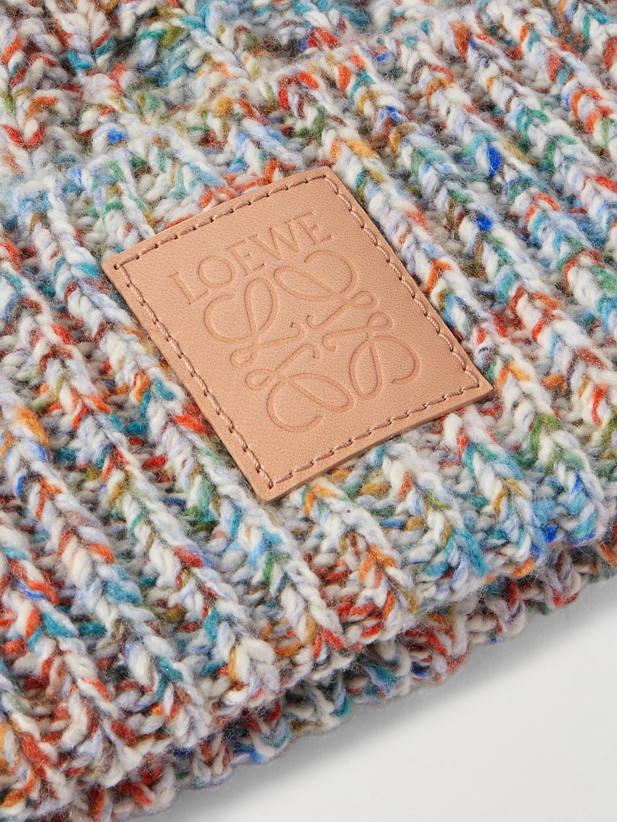 Loewe Ribbed Wool-blend Beanie In Multi