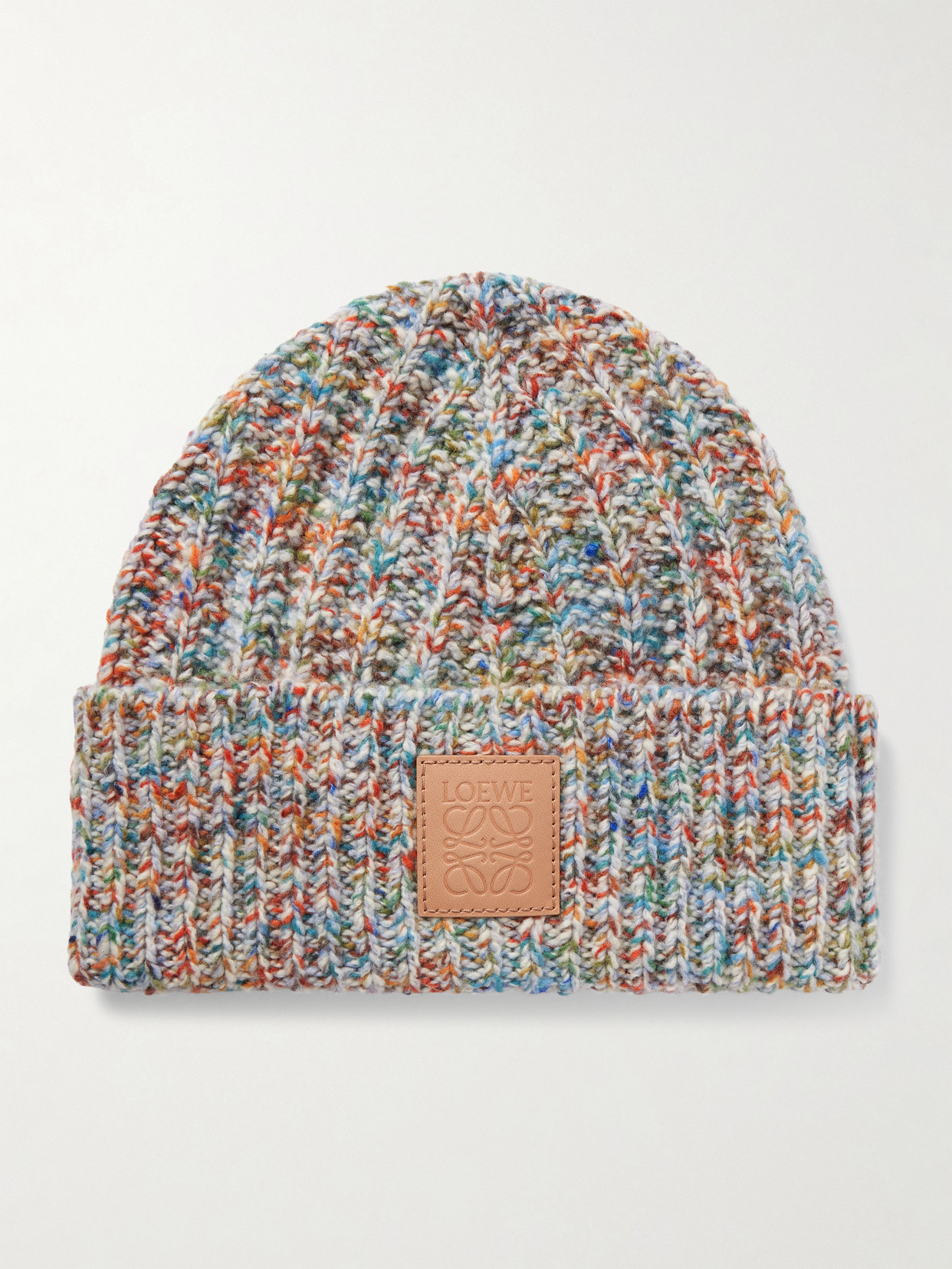Loewe Ribbed Wool-blend Beanie In Multi