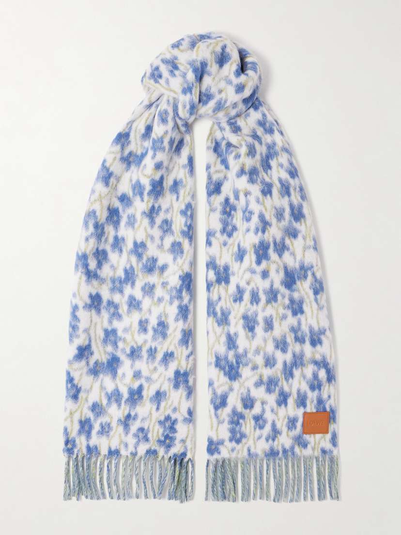 Loewe Fringed Printed Wool-blend Scarf