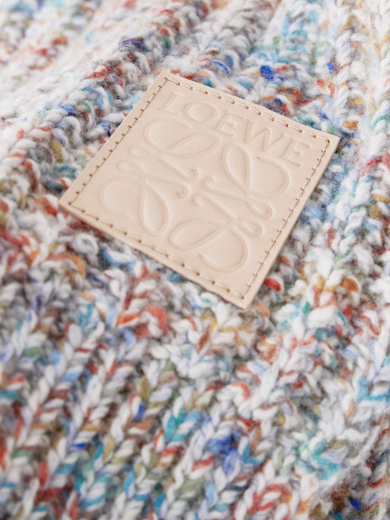 Loewe Appliquéd Ribbed Wool-blend Scarf In Multi
